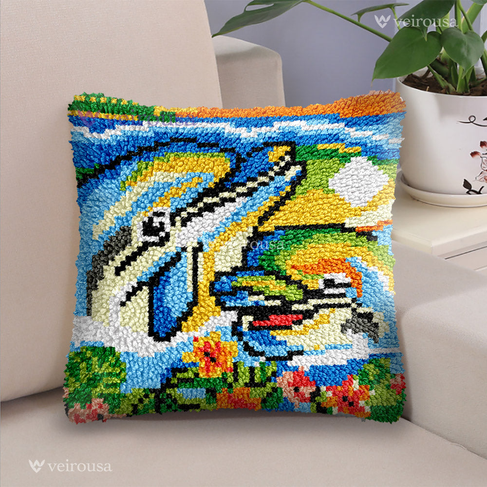Marine Life Latch Hook Pillow Kit