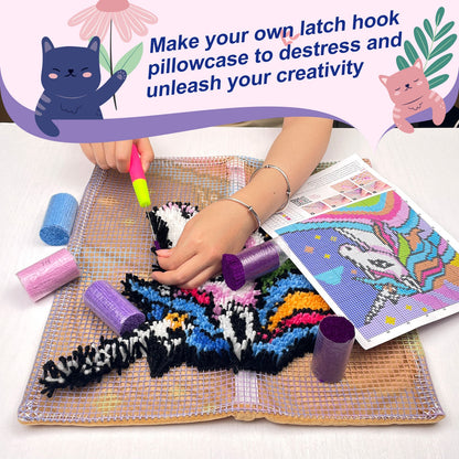 Winter Snowman Pillowcase Latch Hook Kit for Adult, Beginner and Kid