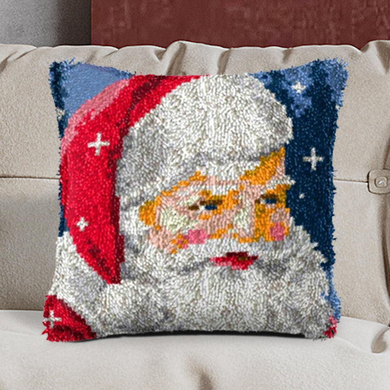 Navidad | Kits de cierre de gancho para funda de almohada con diseño de Papá Noel para adultos, principiantes y niños