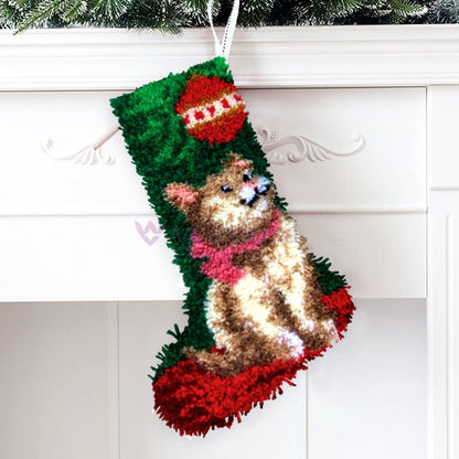Kits de ganchillo para principiantes para hacer calcetines navideños con forma de gato