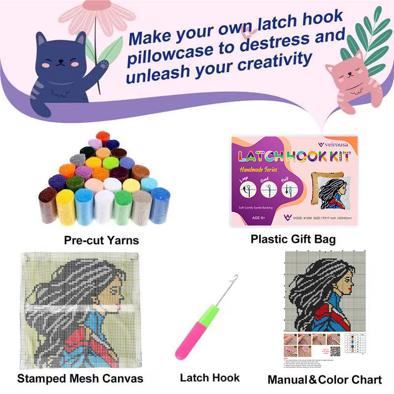 Super Mom Latch Hook Pillow Kit