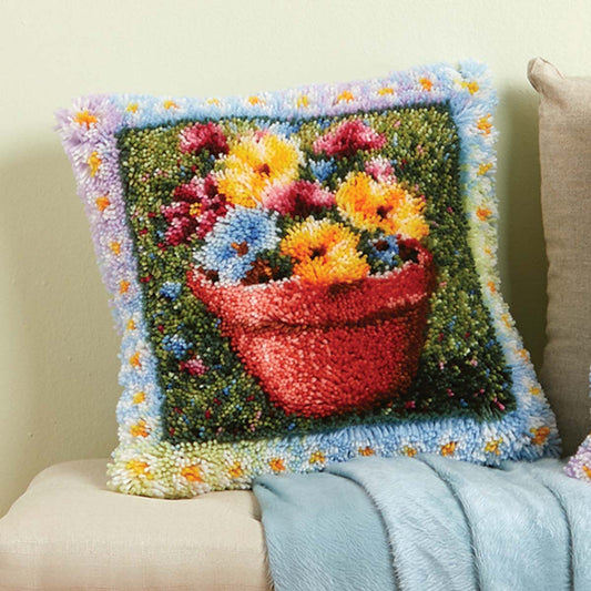 Kits de cierre de gancho para fundas de almohada con diseño de flores para adultos, principiantes y niños