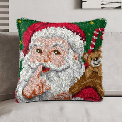 Navidad | Kits de cierre de gancho para funda de almohada con diseño de Papá Noel para adultos, principiantes y niños