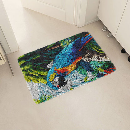 Kit de alfombra de gancho con diseño de loro para adultos, principiantes y niños