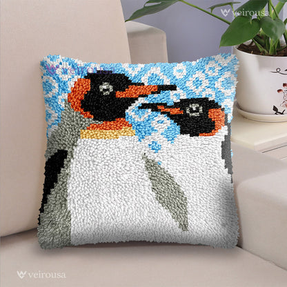 Un par de pingüinos - Kit de almohada con cierre de gancho