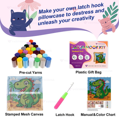 Cartoon Dinosaur Latch Hook Pillow Kit