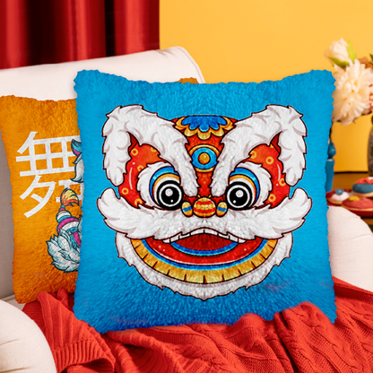 Lion Dance Latch Hook Pillow Kit for Adult, Beginner and Kid
