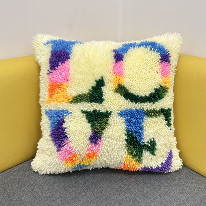 Kit de coussin à crochet coloré « Love » pour adultes, débutants et enfants
