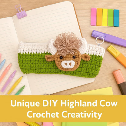 Highland Cow Pencil Pouch Crochet Kit