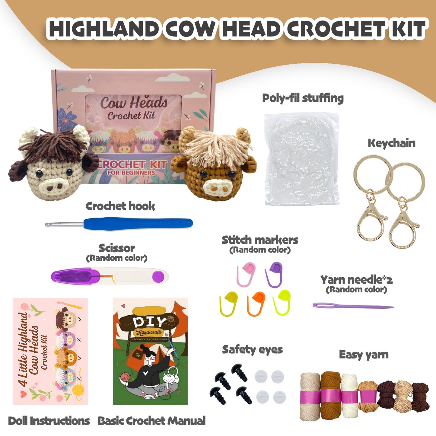 Highland Cow Head Crochet Kit
