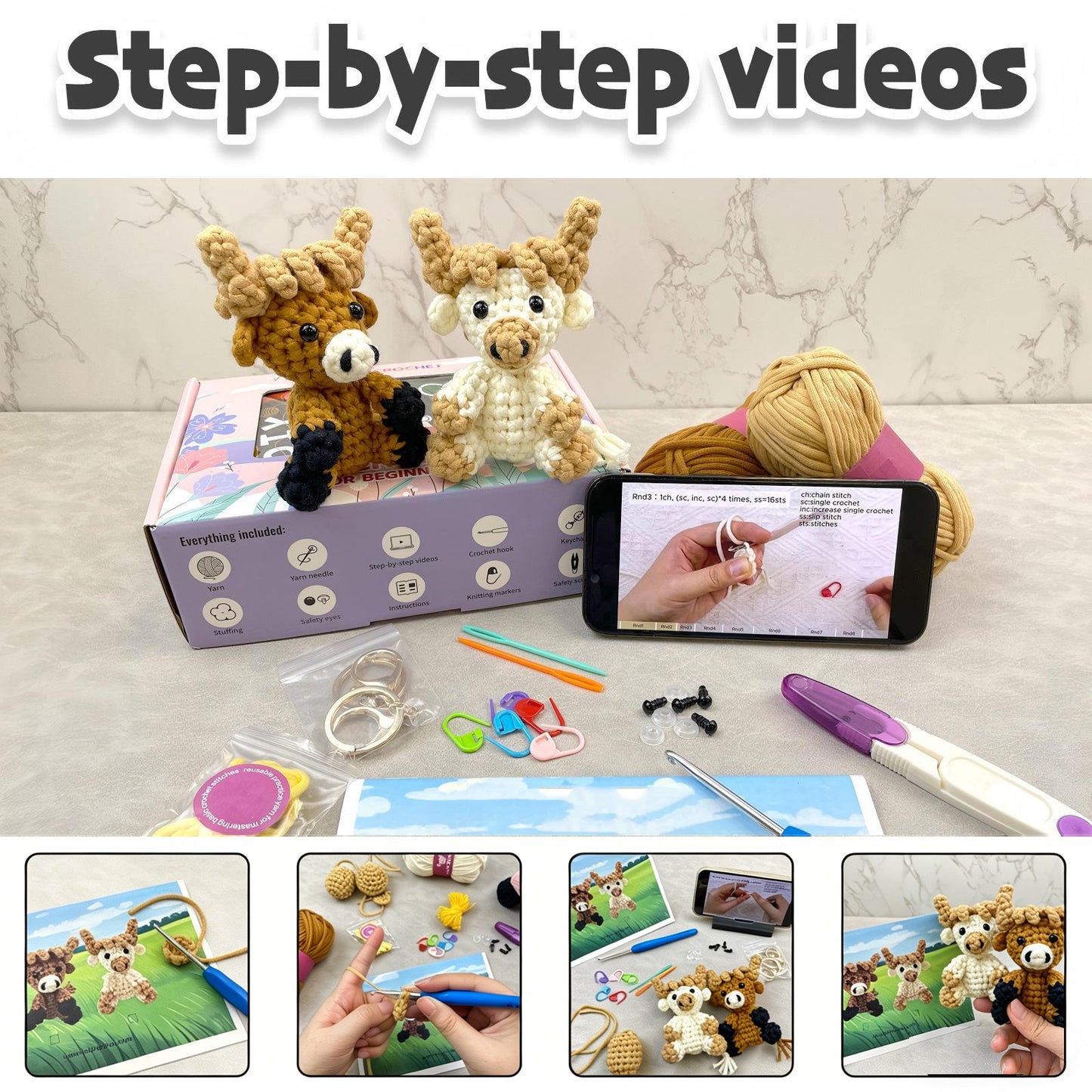 Cute Highland Cow Crochet Kit