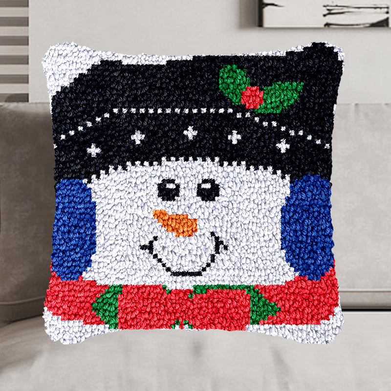 Kit de fermeture à crochet pour taie d'oreiller Bonhomme de neige souriant, pour adultes, débutants et enfants 