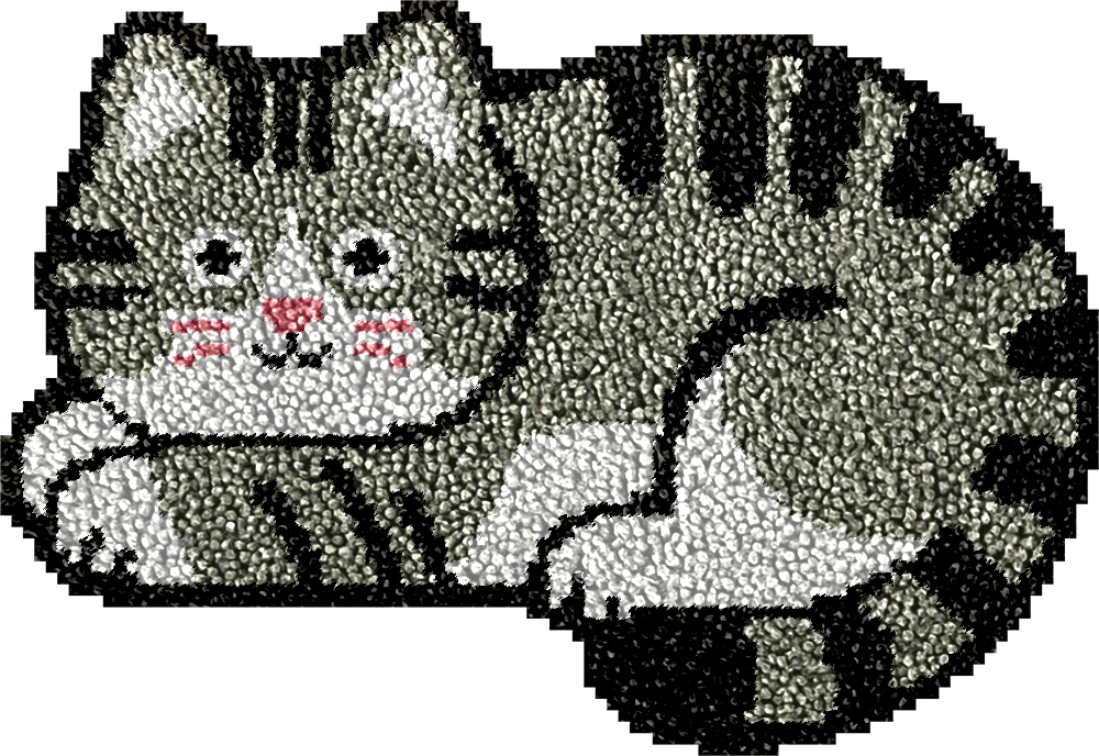 Shy Grey Cat Latch Hook Rug Kit