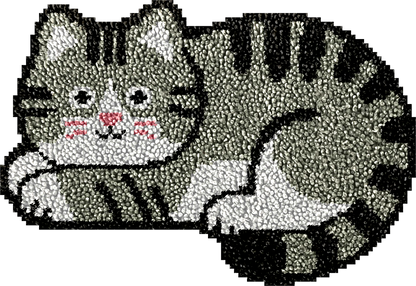 Shy Grey Cat Latch Hook Rug Kit