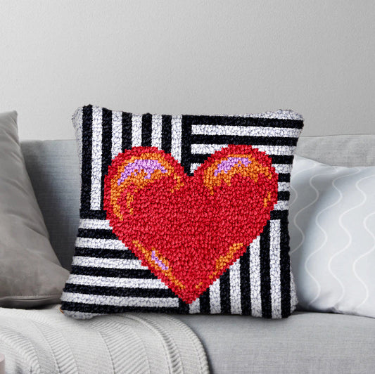 Kit de almohada con cierre de gancho y corazón a cuadros a rayas para adultos, principiantes y niños 