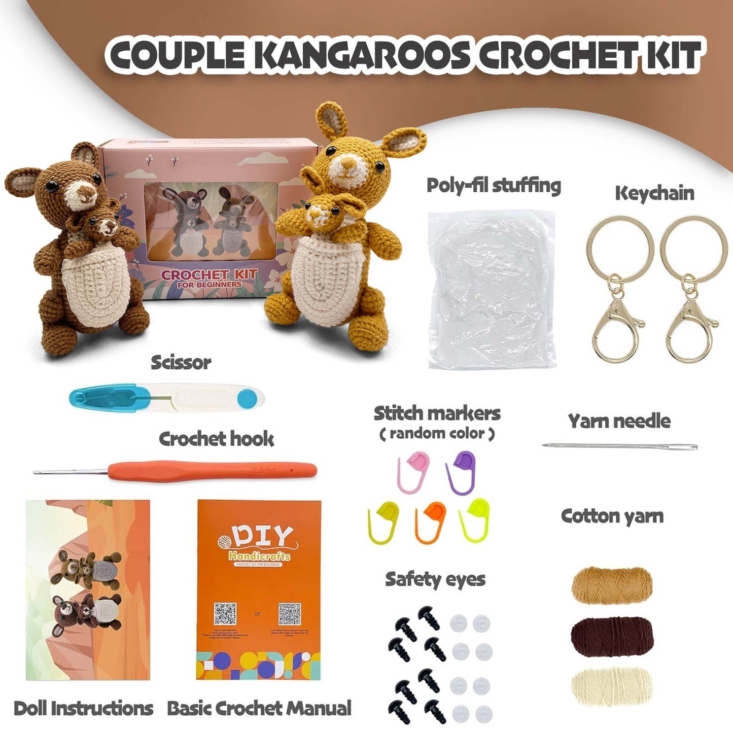 Couple Kangaroos Crochet Kit