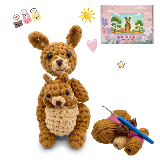 Kangaroo Mom & Baby Crochet Kit