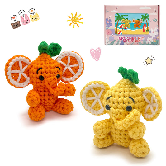 Lemon & Orange Elephants Crochet Kit