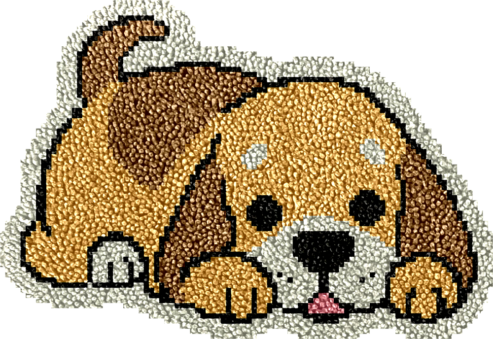 Chien couché - Kits de crochets pour tapis pour débutants