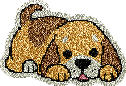 Chien couché - Kits de crochets pour tapis pour débutants