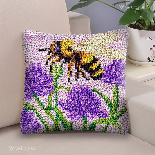 Kit de coussin à crochet Lavande et Abeille pour adultes, débutants et enfants