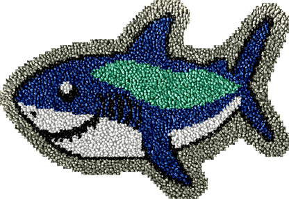 Blue Shark Latch Hook Rug Kit