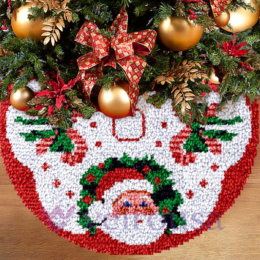 Santa Claus Christmas Tree Skirts Latch Hook Kit for Beginner