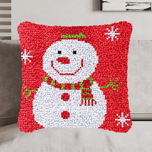 Kit de crochet pour taie d'oreiller Bonhomme de neige souriant avec flocons de neige, pour adultes, débutants et enfants 