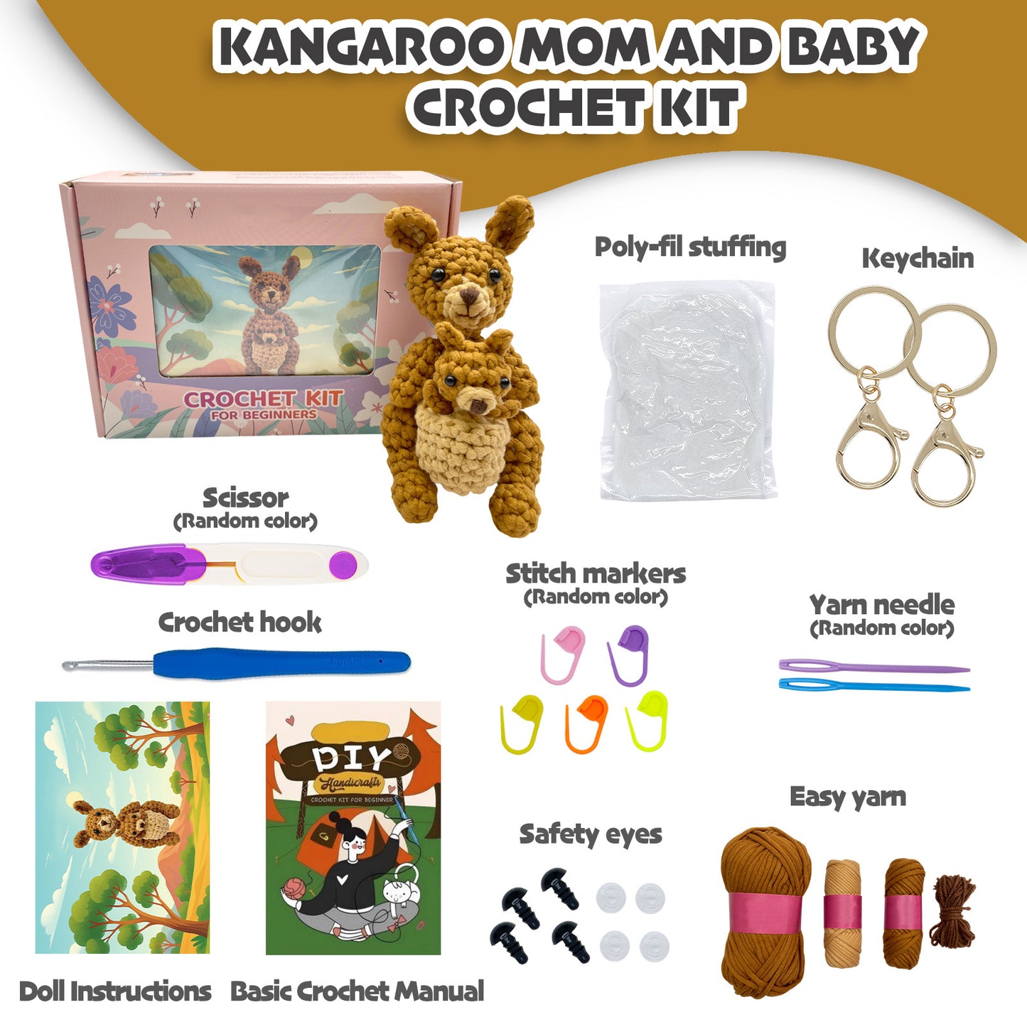 Kangaroo Mom & Baby Crochet Kit