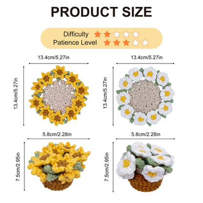 Sunflower & Daisy Coasters Crochet Kit