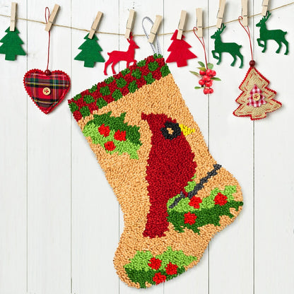 Kits de crochet DIY pour débutants, motif chaussette de Noël cardinal