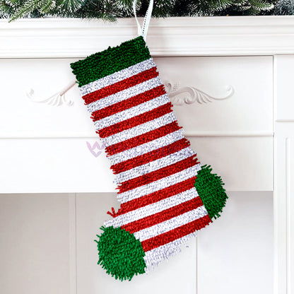 Pinstripe Christmas Stocking DIY Latch Hook Kits for Beginners