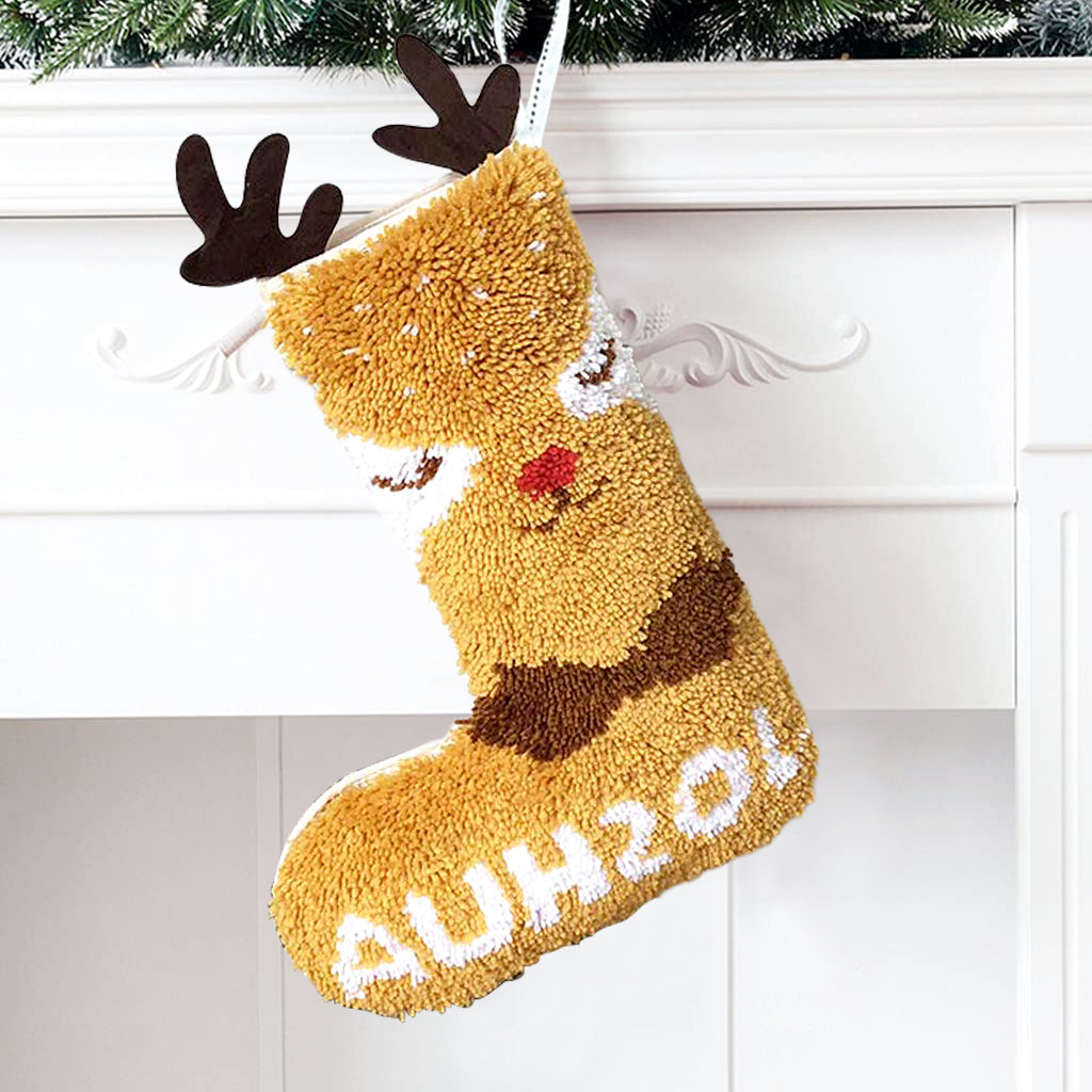Name DIY Mr. Reindeer Christmas Stocking Latch Hook Kits for Beginners