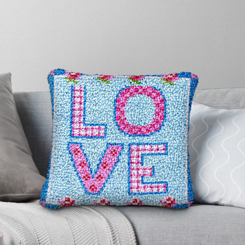 Kit de almohada con cierre de gancho Blue Love para adultos, principiantes y niños 