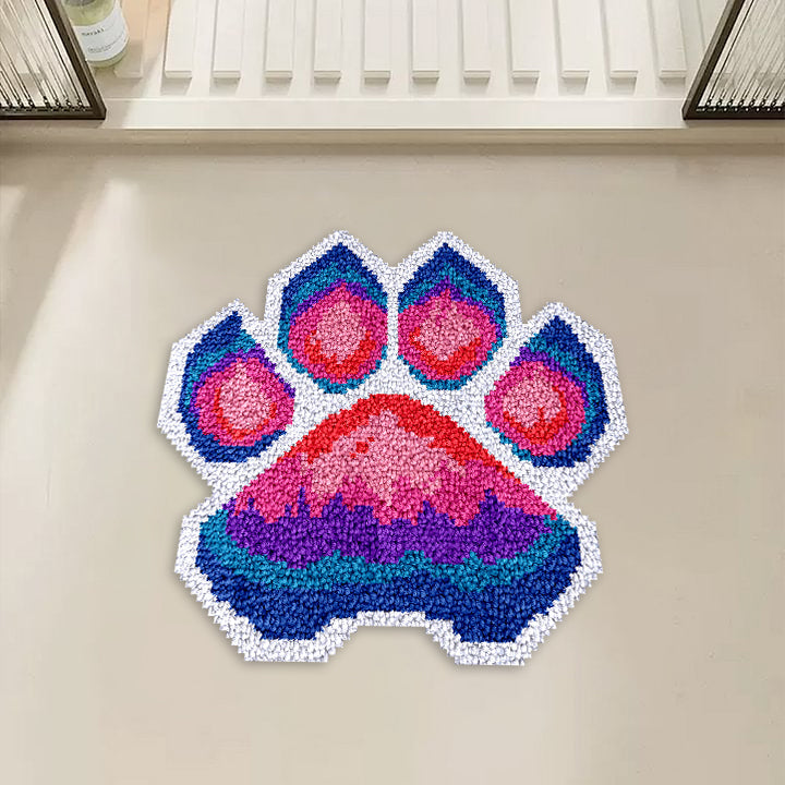 Kit de tapis à crochets en forme de patte à dégradé de couleurs