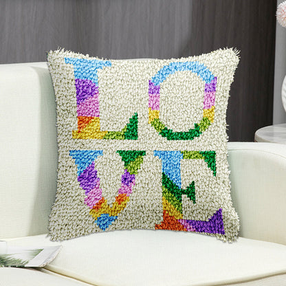 Kit de coussin à crochet coloré « Love » pour adultes, débutants et enfants