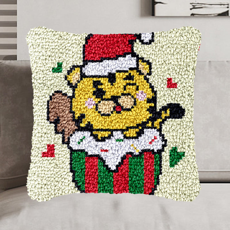 Noël | Kit de crochets pour taie d'oreiller Happy Tiger (adulte, débutant et enfant) 