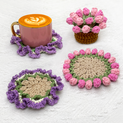 Tulip & Carnation Coasters Crochet Kit