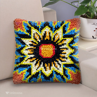 Kit de coussin à crochet avec grande fleur pour adultes, débutants et enfants