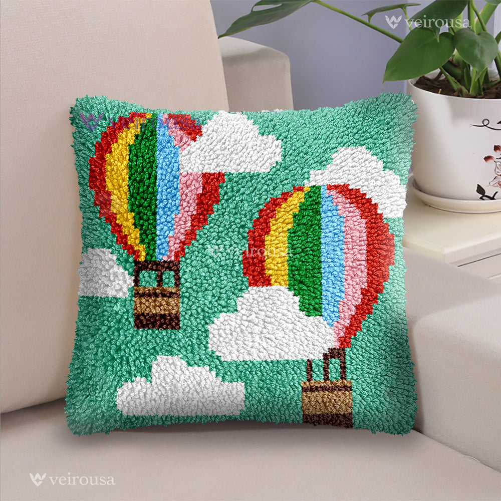 Kit d'oreiller à loquet en forme de montgolfière colorée