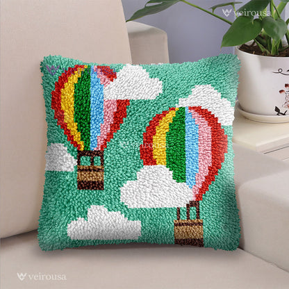 Kit d'oreiller à loquet en forme de montgolfière colorée