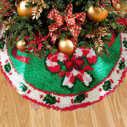 Christmas Lollipop Christmas Tree Skirts Latch Hook Kit for Beginner