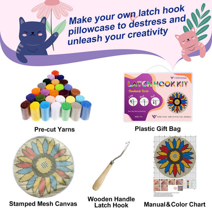 Colorful Sunflower Latch Hook Rug Kit