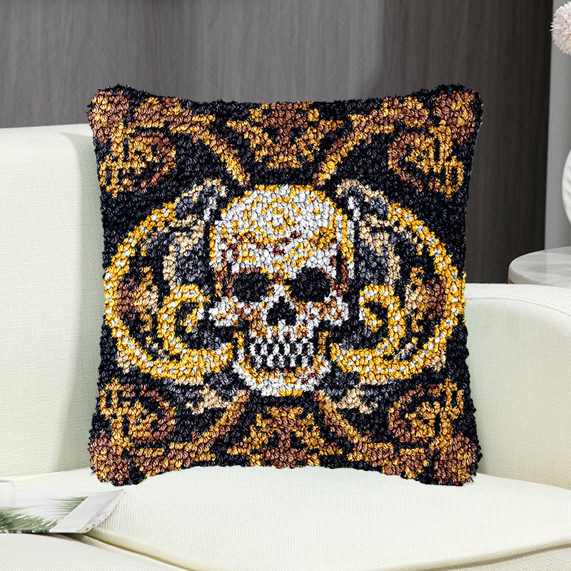 Kit de cierre de gancho para funda de almohada con calavera dorada para adultos, principiantes y niños 