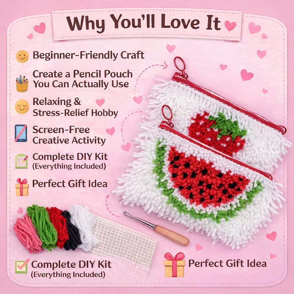 Kits de fermeture à loquet pour trousse à crayons - Fraise, Banane et Cœur