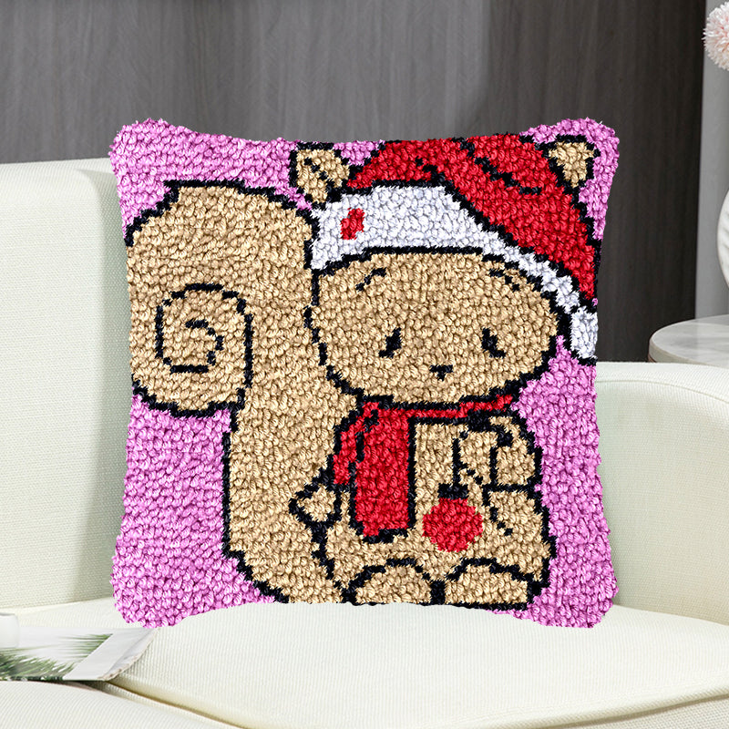 Kit de crochet pour taie d'oreiller écureuil de Noël, pour adultes, débutants et enfants