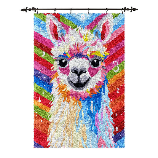 [Large Size] Colorful Alpaca - Latch Hook Rug Kit
