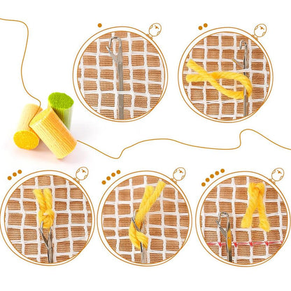 Blue Cartoon Gnome Xmas Latch Hook Pillow Kit for Adult, Beginner and Kid