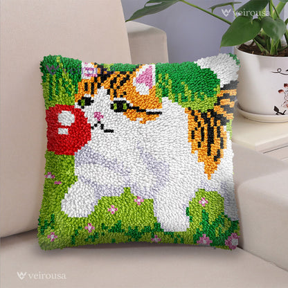 Kit de almohada con gancho para colgar: Gato juguetón