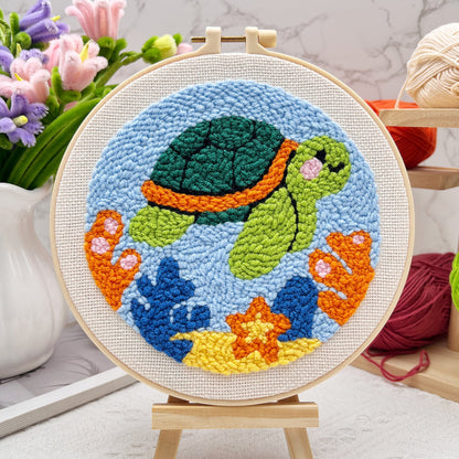Sea Turtle & Seahorse Punch Needle Kit for Beginners